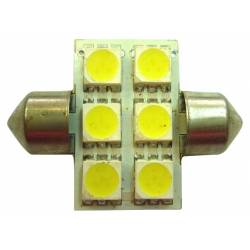 BULB ROOF LED 24V SV8.5 10X44 6LED WHITE BLIST 2U