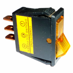 ROCKER SWITCH UNIVERSAL ON-OFF 20AMP WITH LIGHT YELLOW 3 TERMINALS