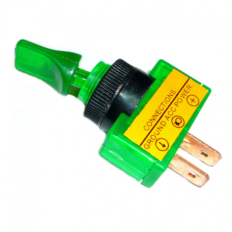 LEVER SWITCH 1 PASSED ON-OFF 20A PLASTIC WITH LIGHT GREEN 2 TERMINALS