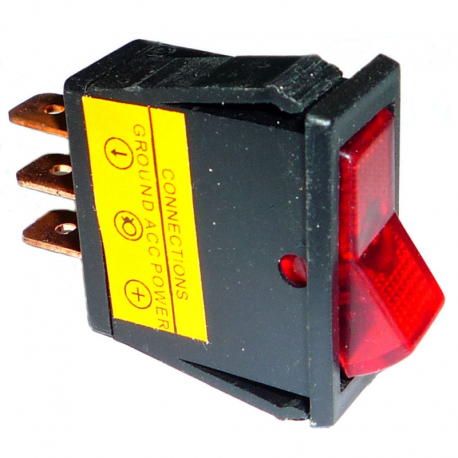 ROCKER SWITCH UNIVERSAL ON-OFF 20AMP WITH LIGHT RED 3 TERMINALS