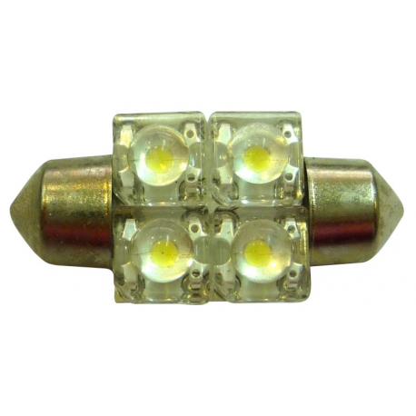 BULB LIGHT ROOF LED 12V SV8.5 10X31 4LED WHITE BLIST 2U