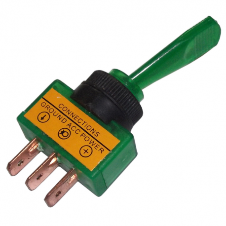 LEVER SWITCH 1 PASSED ON-OFF PLASTIC CON LUZ GREEN 3 TERMINALS