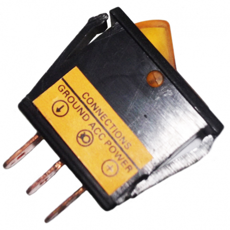 ROCKER SWITCH UNIVERSAL ON-OFF AMBER 3 TERMINALS