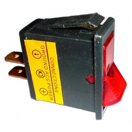 ROCKER SWITCH UNIVERSAL ON-OFF 20AMP WITH LIGHT RED 2 TERMINALS