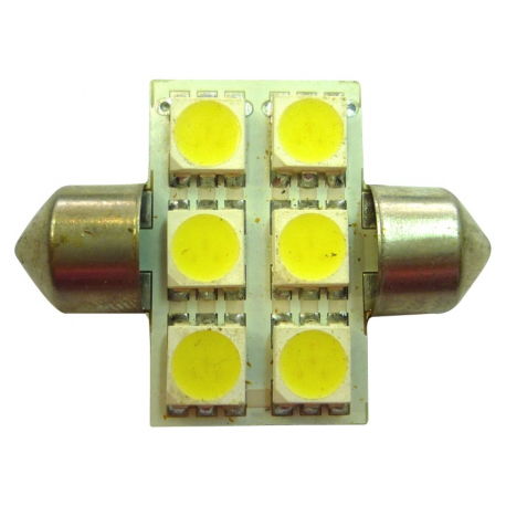 BULB LIGHT ROOF LED 12V SV8.5 10X39 6LED WHITE BLIST 2