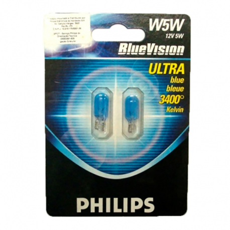 BULB LIGHT 158 MUELA 12V T10 W5W 1C BLUE VISION PHILIPS BLIST 2U